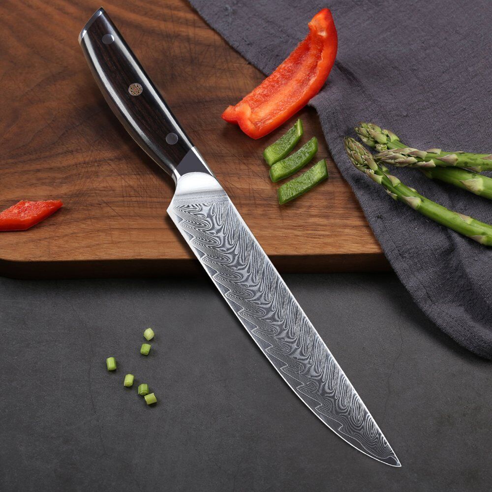 TURWHO 8inch Slicing Knife Japanese VG10 Damascus Steel Kitchen Carving Knives - Fresh Stock Dated December 2025