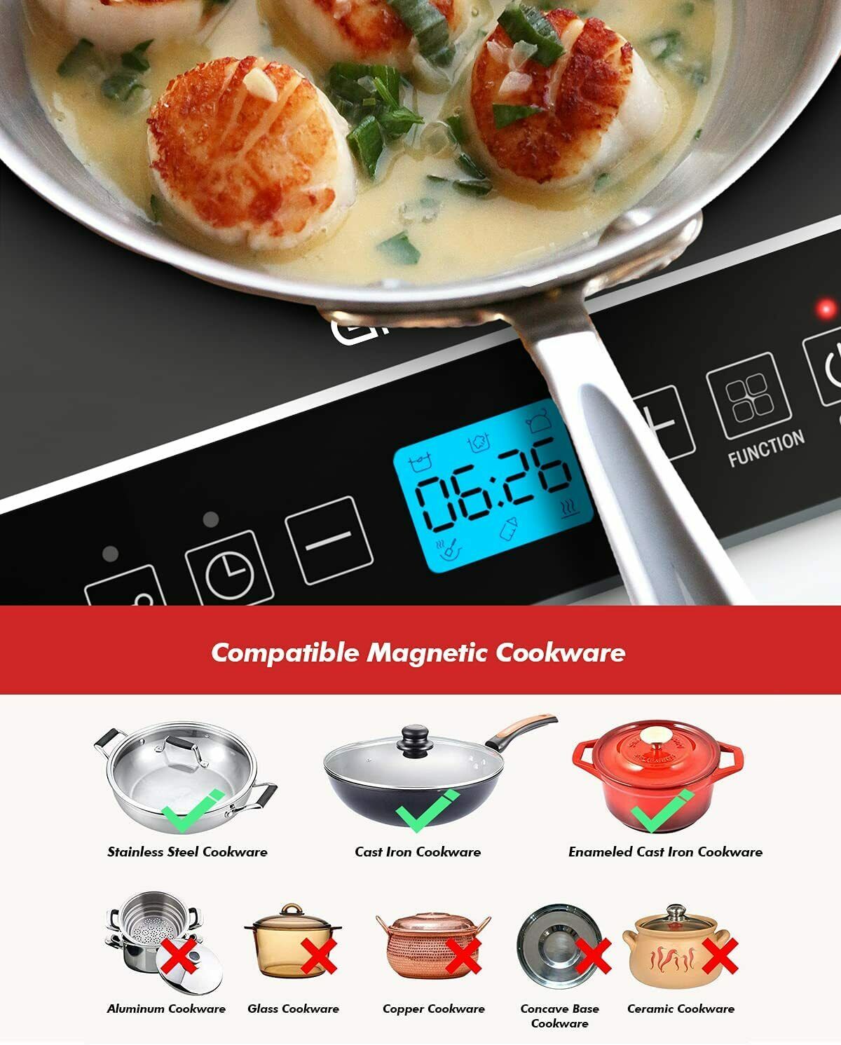 NEW GIVENEU Portable Induction Cooktop 1800W Countertop Burner Induction Cooker - Fresh Stock Dated February 2026