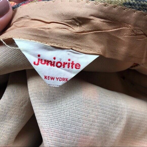 Vintage 60s Juniorite Plaid Wool Skirt - Fresh Stock Dated February 2026