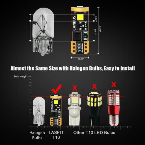 2x LED Parking Light Bulbs T10 192 168 2825 Super Bright Cool White 6000K Canbus - Fresh Stock Dated February 2026