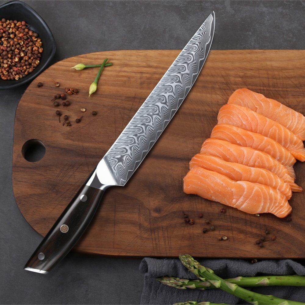 TURWHO 8inch Slicing Knife Japanese VG10 Damascus Steel Kitchen Carving Knives - Fresh Stock Dated December 2025