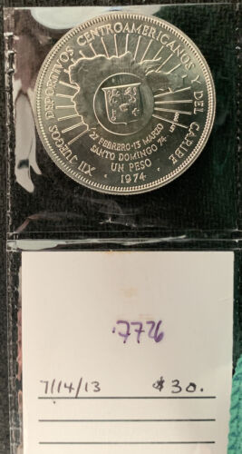 Dominican Republic 1974 1 Peso BU / 27 Gr .900 Silver Crown & *No Reserve! - Fresh Stock Dated February 2026
