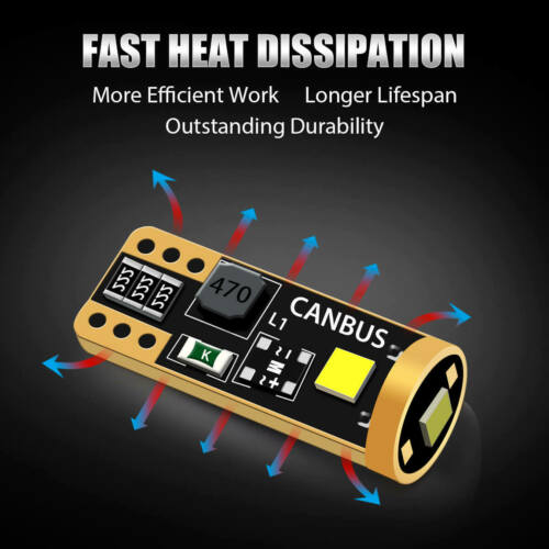 2x LED Parking Light Bulbs T10 192 168 2825 Super Bright Cool White 6000K Canbus - Fresh Stock Dated February 2026