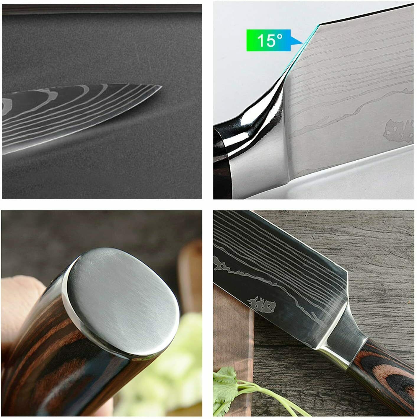 Stainless 8 Pcs Professional Knives Set Damascus Chef's Style Knife Kitchen Tool - Fresh Stock Dated December 2025