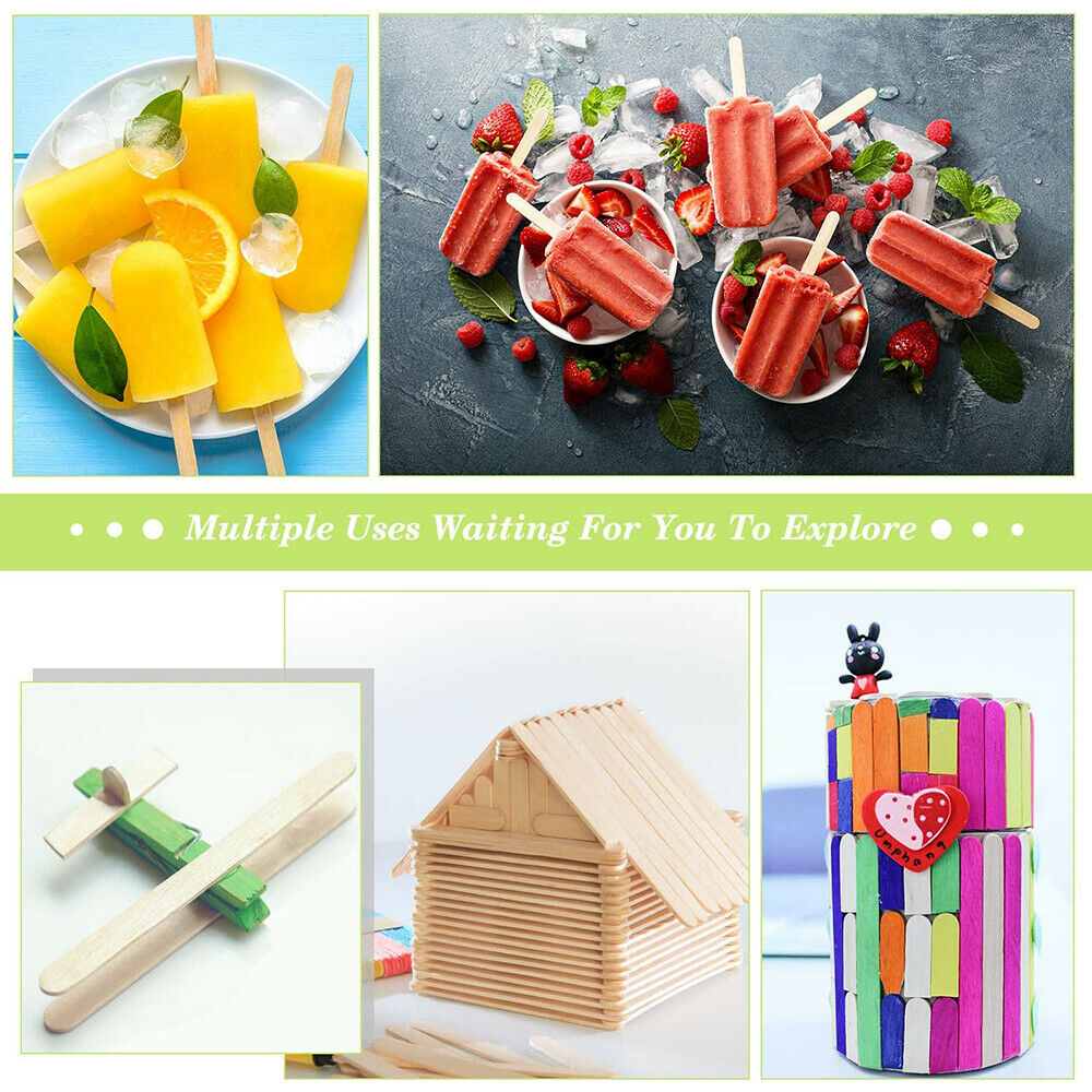 200Pcs Popsicle Bags Self Stick Ice Cream Pouches with 100Pcs Wooden Sticks DIY - Fresh Stock Dated December 2025