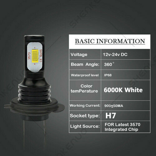 For BMW R1200GS 2004-2015 - Pair H7 CSP LED Headlight Bulbs Lamp 6000K White HKB - Fresh Stock Dated February 2026