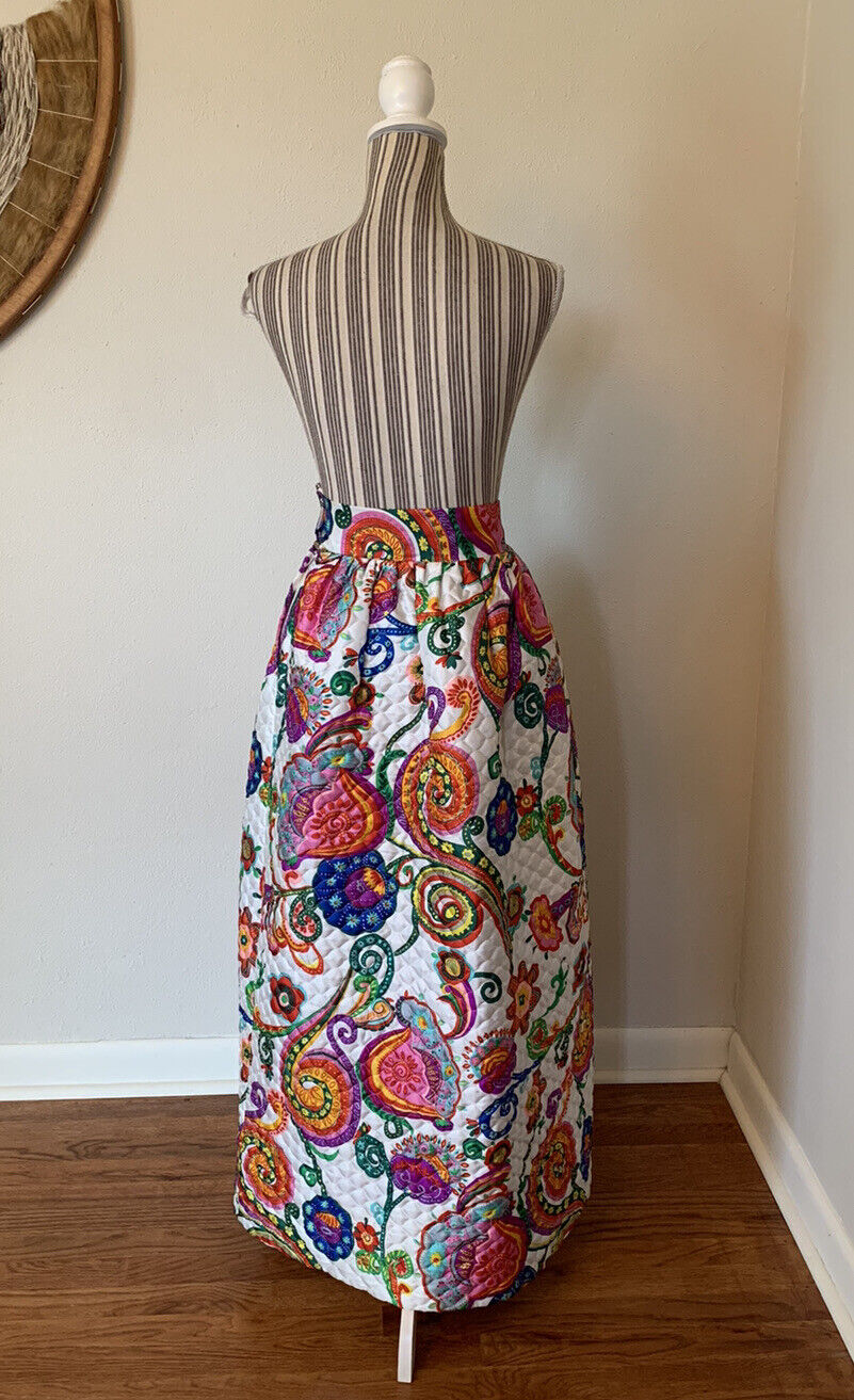 Vintage 70s Lord & Taylor Psychedelic Quilted Maxi Skirt Womans Small - Fresh Stock Dated March 2026