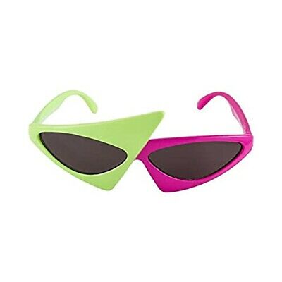 Asymmetric 80s Sunglasses Costume Glasses Roy Purdy Awesome Neon Green Hot Pink - Fresh Stock Dated December 2025