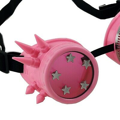 Girl Lady Pink Spike Steampunk Victorian Style Goggles with Compass - Fresh Stock Dated February 2026