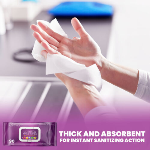 Care Touch Hand Sanitizing Wipes (2 Pouches) | 180 Antiseptic Wipes - Fresh Stock Dated February 2026