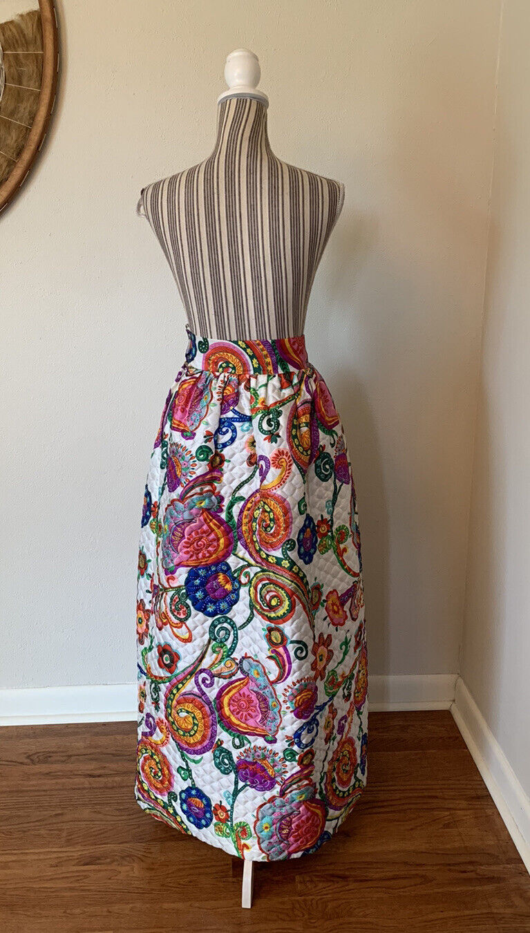 Vintage 70s Lord & Taylor Psychedelic Quilted Maxi Skirt Womans Small - Fresh Stock Dated March 2026