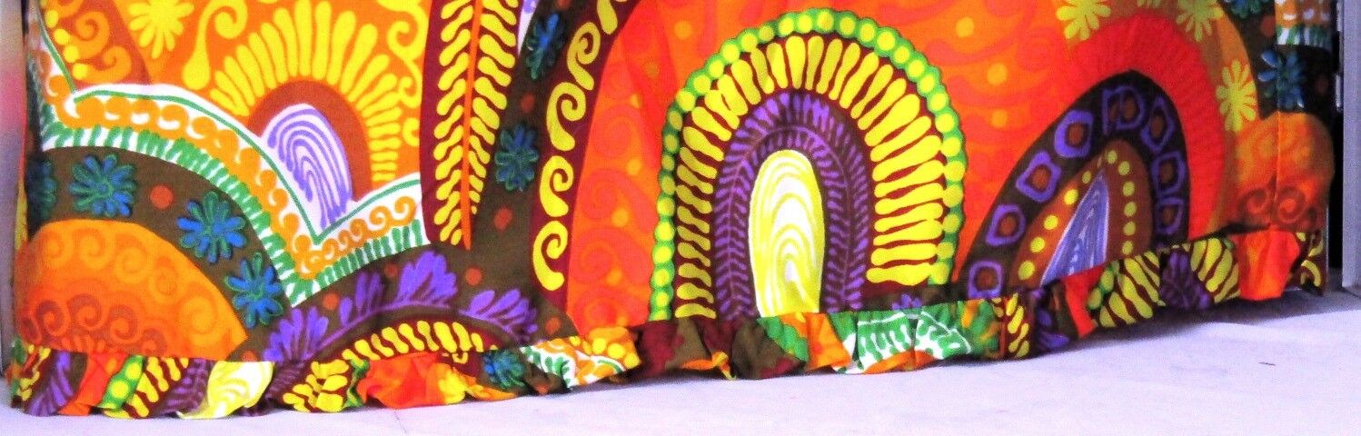 EUC Vintage ALICE POLYNESIAN Fashions MAXI Skirt w.Ruffles BRIGHT Colors Sz XS-S - Fresh Stock Dated February 2026