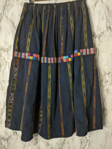 S Vintage 50s Hand Loomed Skirt Woven Embroidered Guatemalan Pin Up 50s Boho - Fresh Stock Dated March 2026