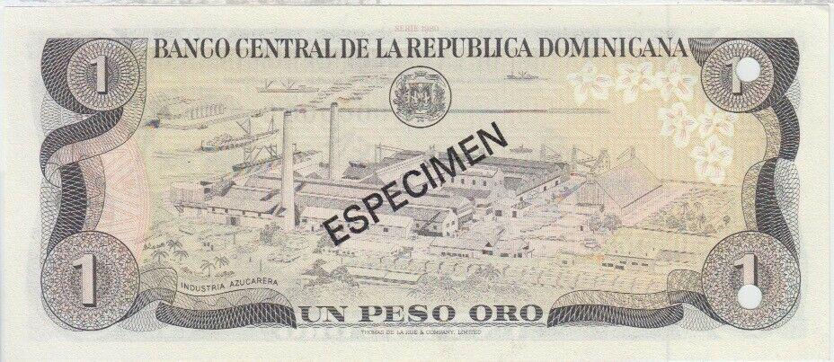 Dominican Republic banknote P. 117 s1 1 Peso 1980 specimen, UNC WE COMBINE - Fresh Stock Dated December 2025