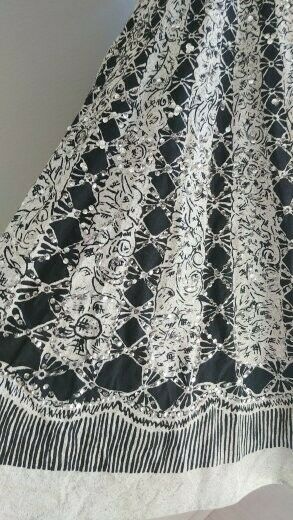 Vintage 1950s Mexican Hand Printed Sequin Novelty Print Full Circle Skirt Black - Fresh Stock Dated December 2025