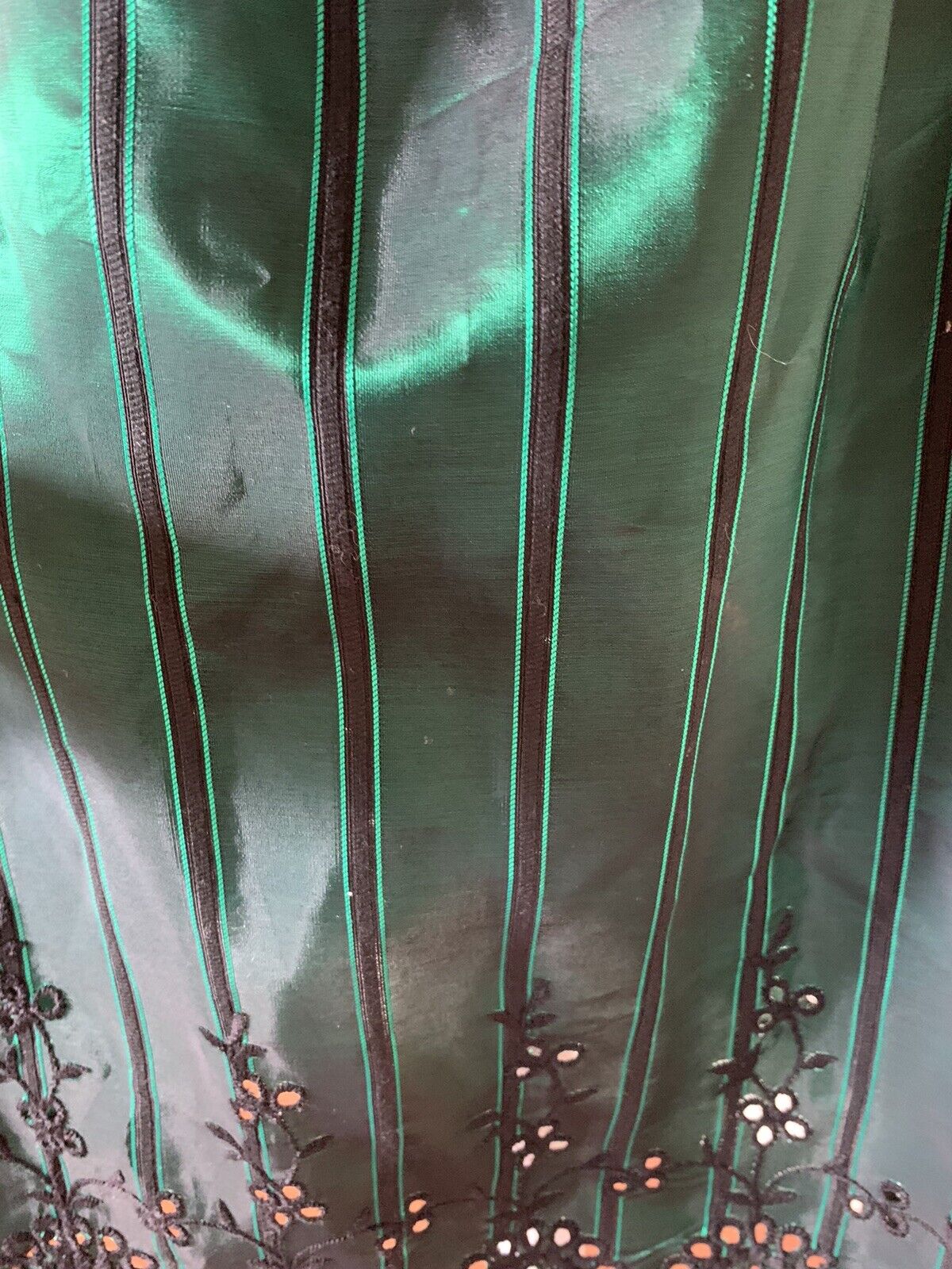 Vintage 70s Meis Boulevard Room Green Striped Skirt Eyelet ￼Women’s Small - Fresh Stock Dated March 2026