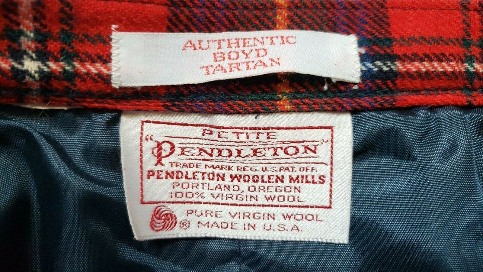 VTG 1980's Pendleton Authentic Boyd Tartan Plaid Women's Wool Skirt 8 Petite - Fresh Stock Dated March 2026