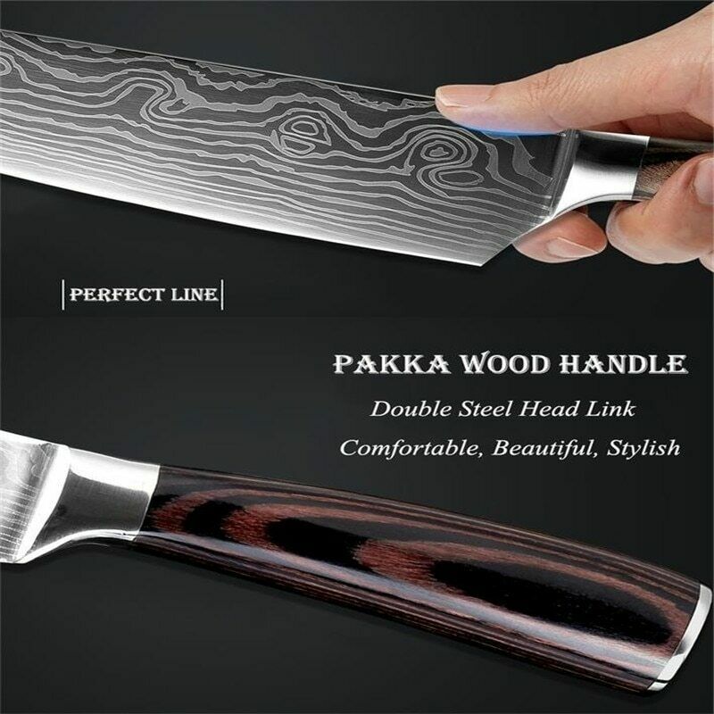 Stainless 8 Pcs Professional Knives Set Damascus Chef's Style Knife Kitchen Tool - Fresh Stock Dated December 2025