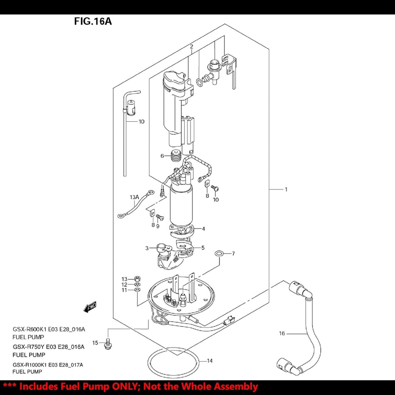 OE Replacement EFI Fuel Pump+Filter/Strainer 00-14 GSXR/02-12 V-Strom/99-12 Busa - Fresh Stock Dated February 2026