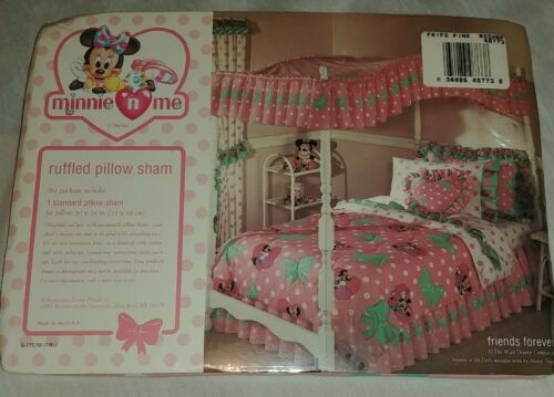 NEW Minnie n Me Vintage Ruffled Standard Pillow Sham FRIENDS FOREVER Pink Bows - Fresh Stock Dated December 2025