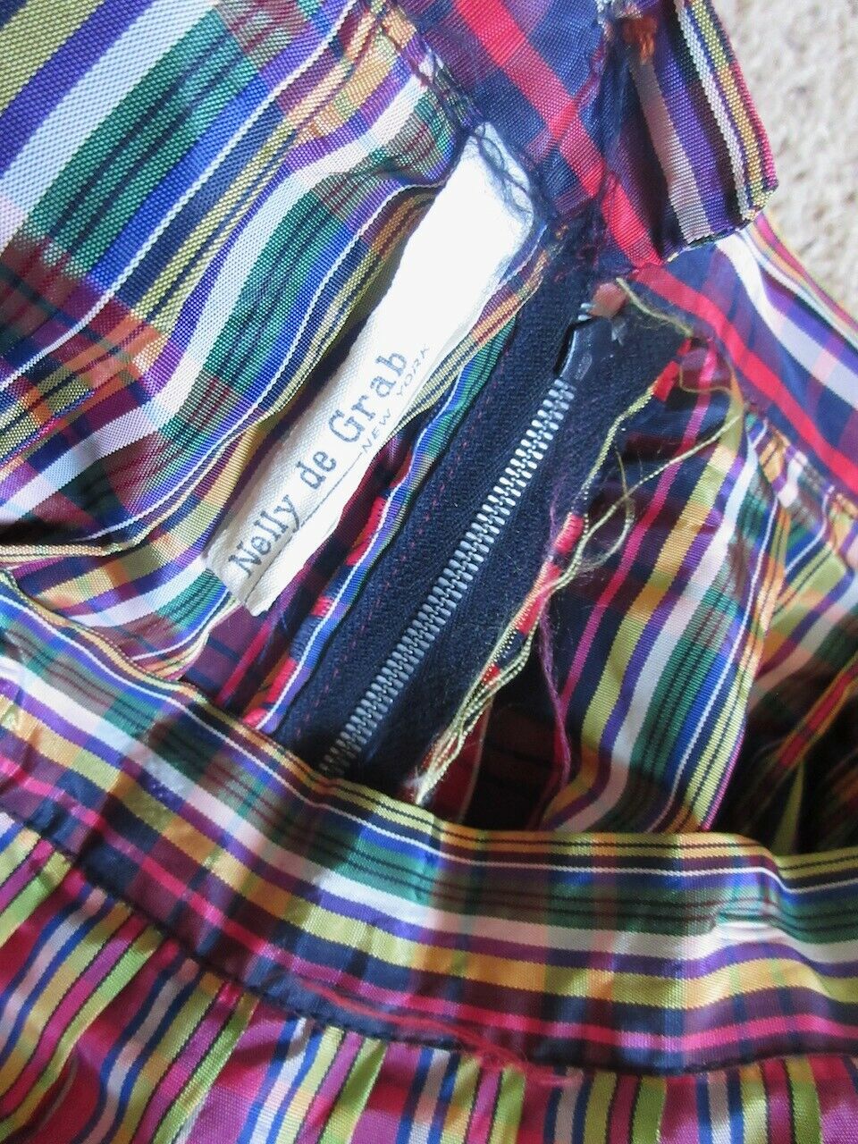 NOS Vintage 1950s Hot Pink Plaid Taffeta Full Circle Skirt Nelly de Grab Size M - Fresh Stock Dated February 2026