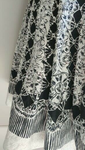 Vintage 1950s Mexican Hand Printed Sequin Novelty Print Full Circle Skirt Black - Fresh Stock Dated December 2025