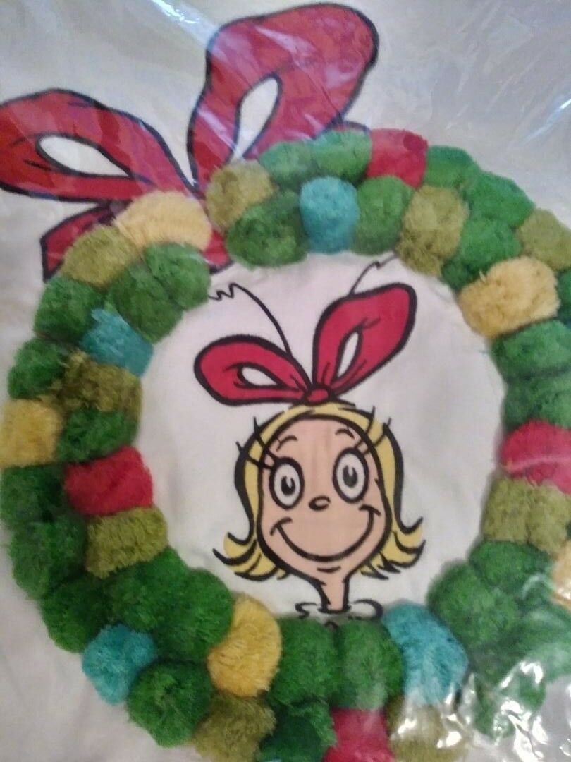 pottery barn kid Grinch Christmas Cindy Lou pom pillow cover sham girl boy Seuss - Fresh Stock Dated December 2025