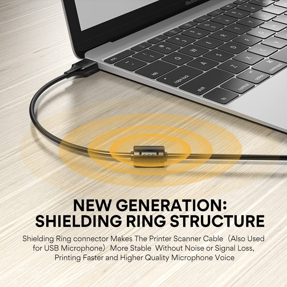 Maono USB Printer Cable, Upgraded Version-Shielding Ring 2.0 A-Male 10FT - Fresh Stock Dated February 2026