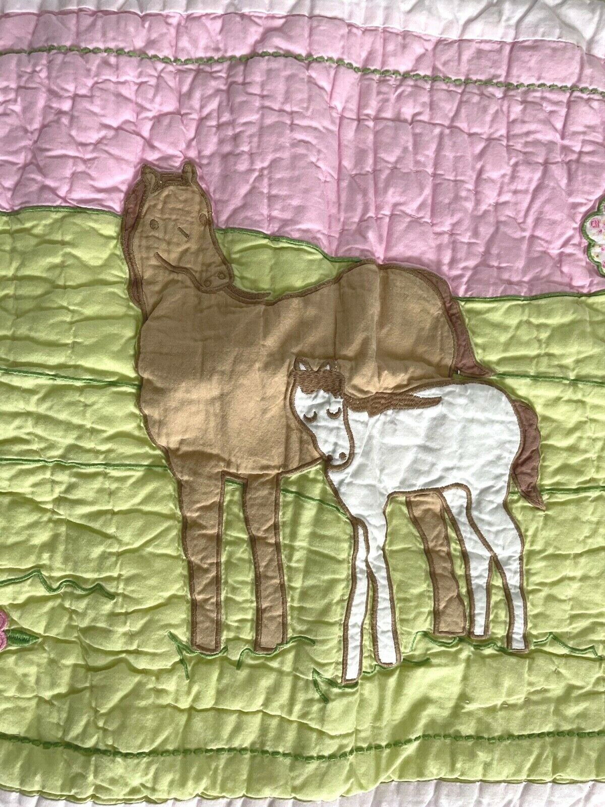 Company Store Pony Standard Pillow Sham Horse Girls Room Quilted Pink Pastel - Fresh Stock Dated December 2025