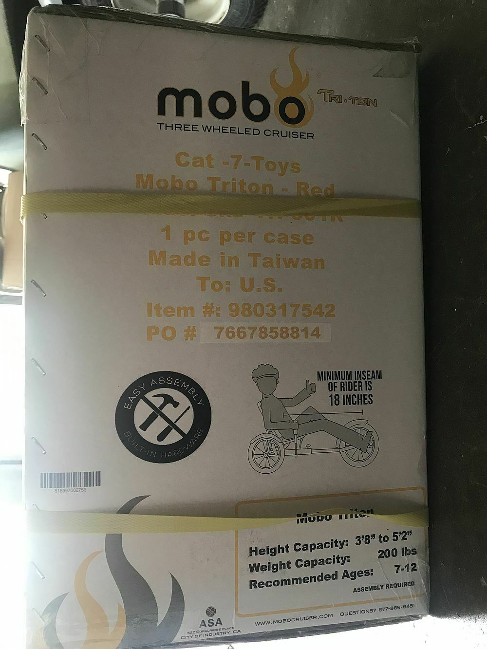 MOBO Triton Bike 3-Wheel Cruiser RED == Ages 7 - 12 == END OF SEASON SALE - Fresh Stock Dated February 2026