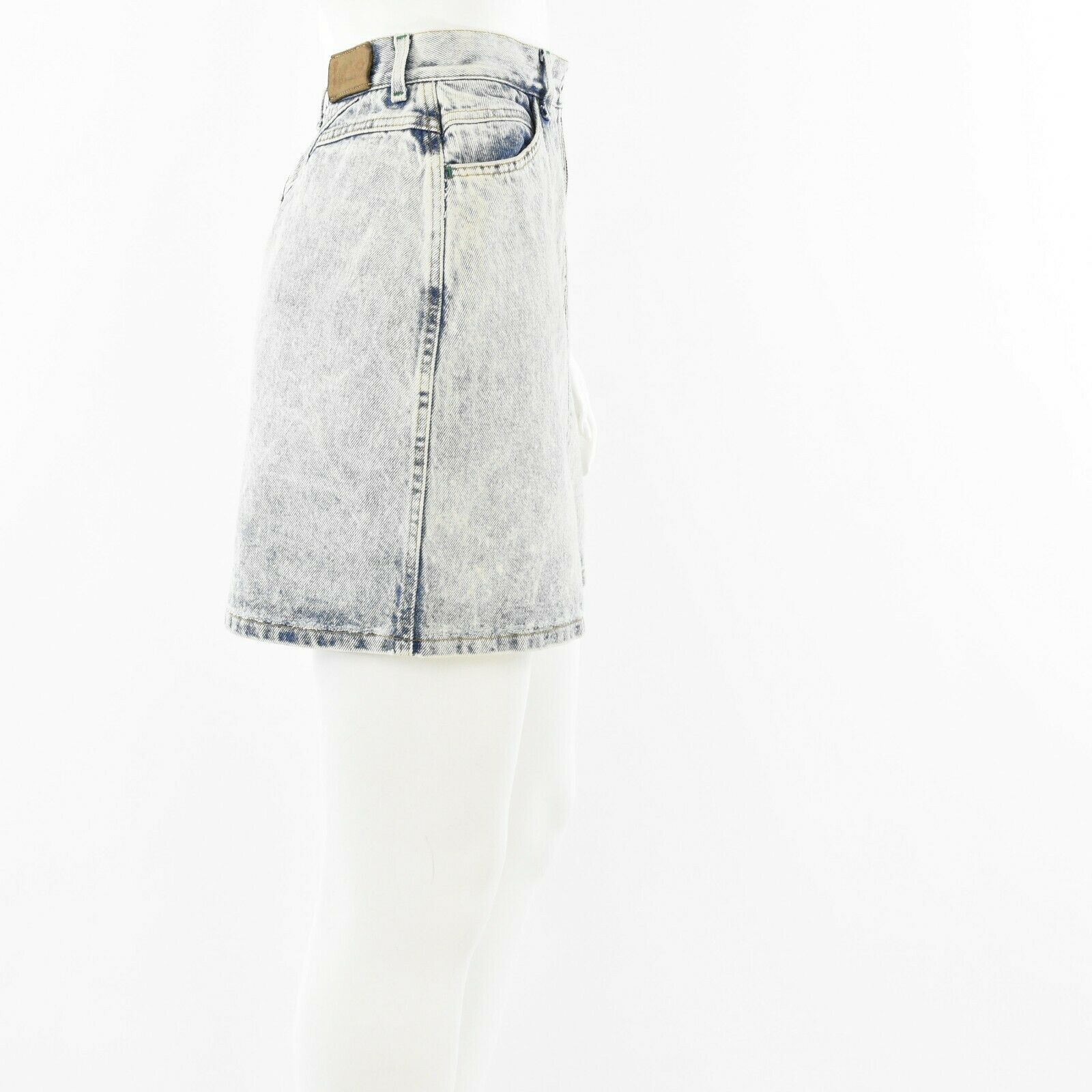 80s Vintage Lee Light Acid Wash Mini Skirt 2 Way Full Zip Front Fits Size 2 or 4 - Fresh Stock Dated February 2026