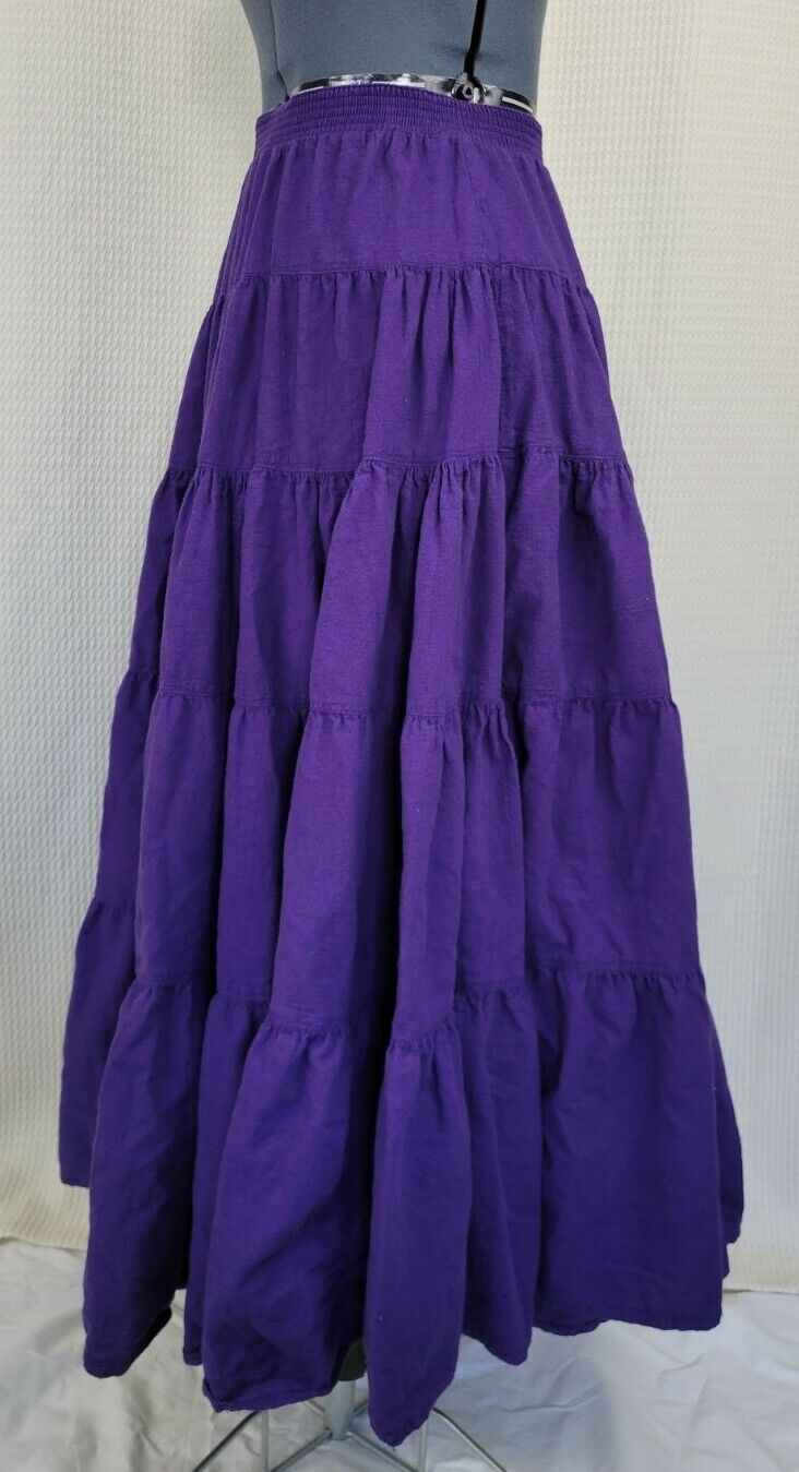 Vintage Purple Tiered Ruffled Cotton Skirt by Color Me Cotton - Fresh Stock Dated March 2026