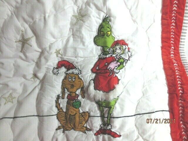 2020 Pottery Barn Kids Teen GRINCH Holiday STANDARD QUILTED SHAM Christmas NWT - Fresh Stock Dated December 2025