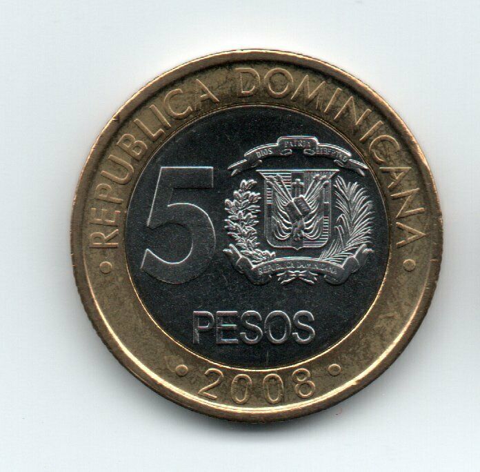 Dominican Republic  5 Pesos 2008 KM 89 UNC - Fresh Stock Dated December 2025