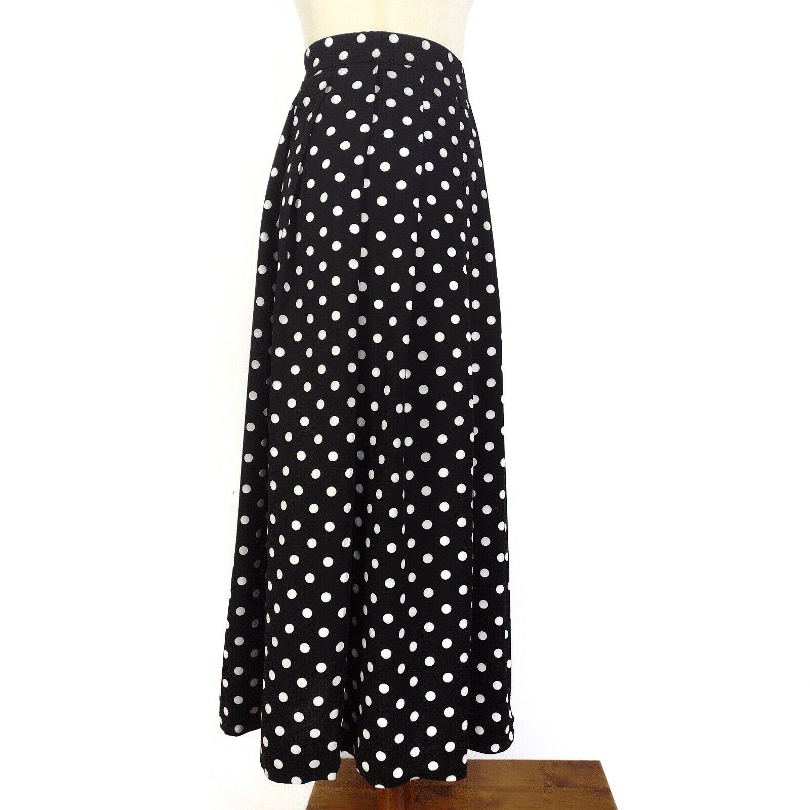 Vintage Pendleton Rayon Black Pleated Polka Dot Midi Skirt W 26 Size 4/6 - Fresh Stock Dated March 2026