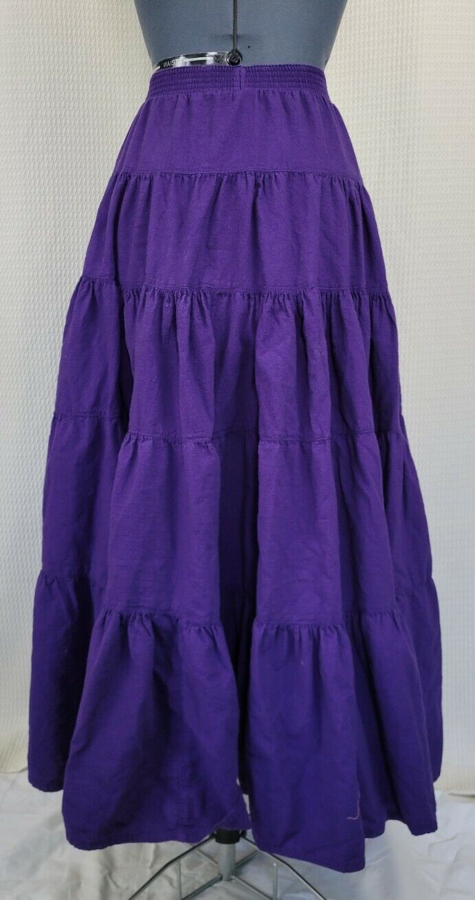 Vintage Purple Tiered Ruffled Cotton Skirt by Color Me Cotton - Fresh Stock Dated March 2026