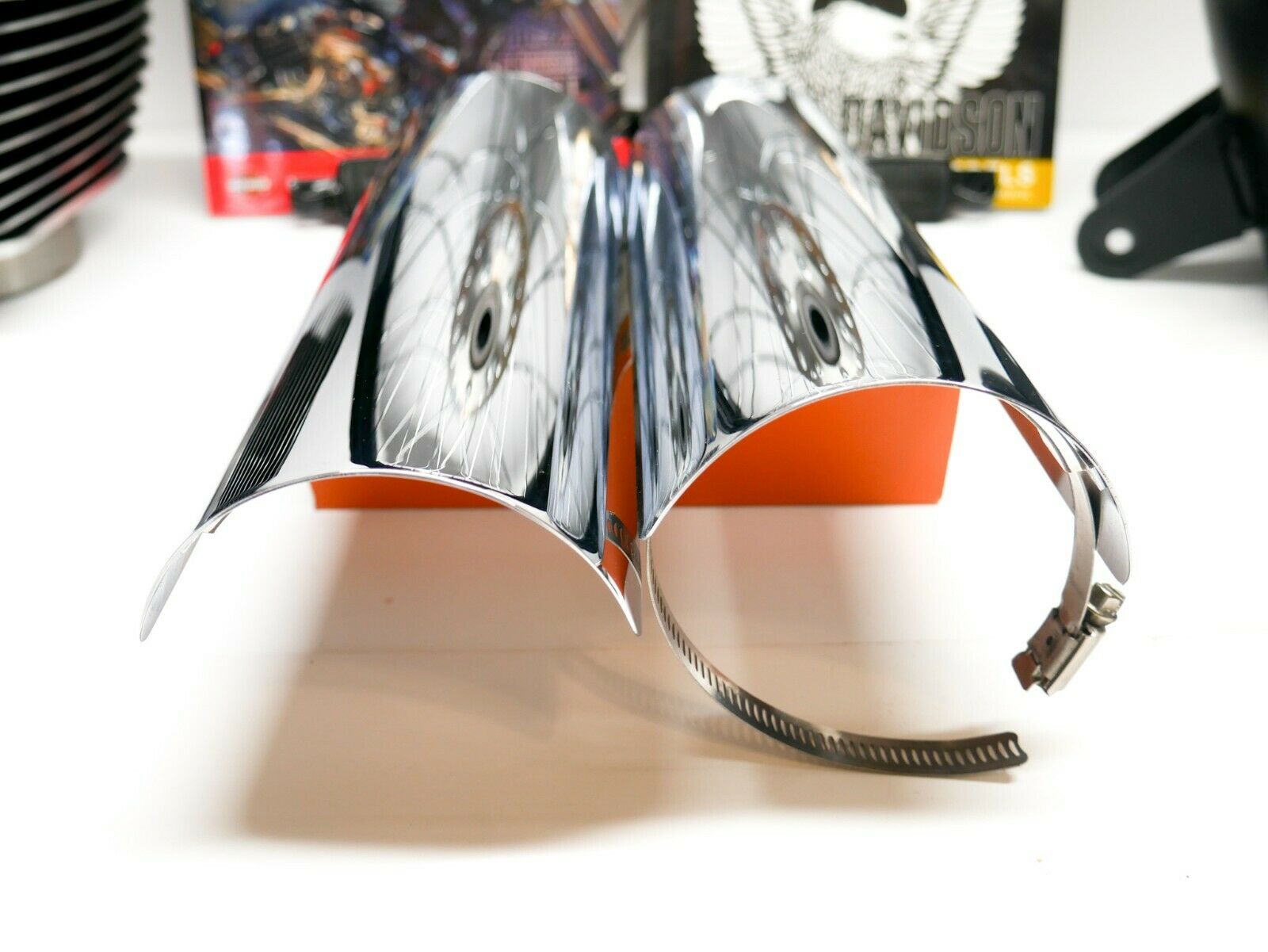 OEM 18-21 Harley Davidson FXBB Softail Street Bob Chrome Exhaust Heat Shield - Fresh Stock Dated February 2026