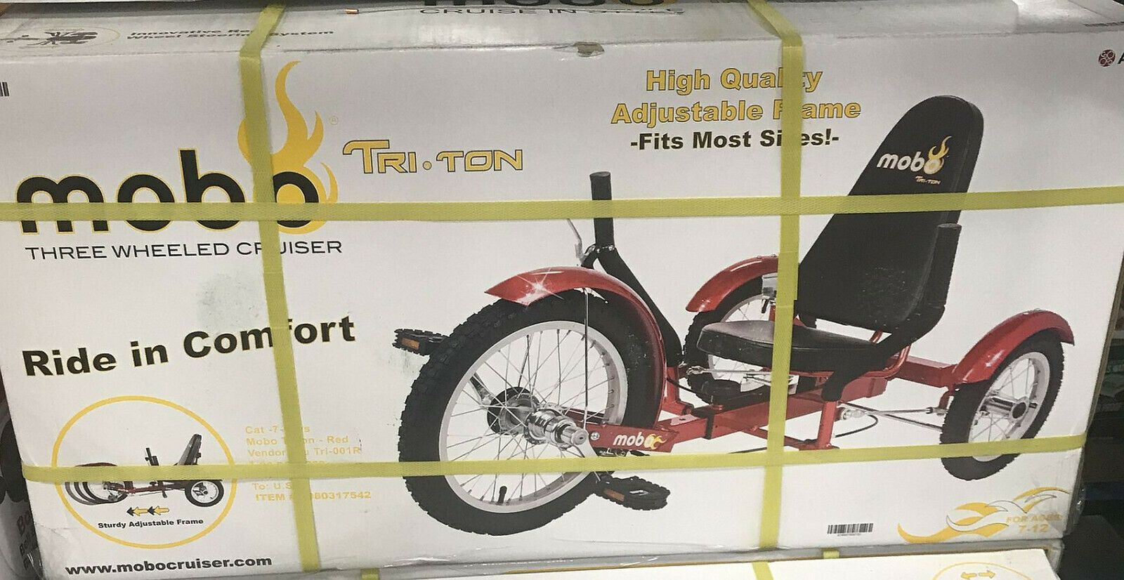 MOBO Triton Bike 3-Wheel Cruiser RED == Ages 7 - 12 == END OF SEASON SALE - Fresh Stock Dated February 2026