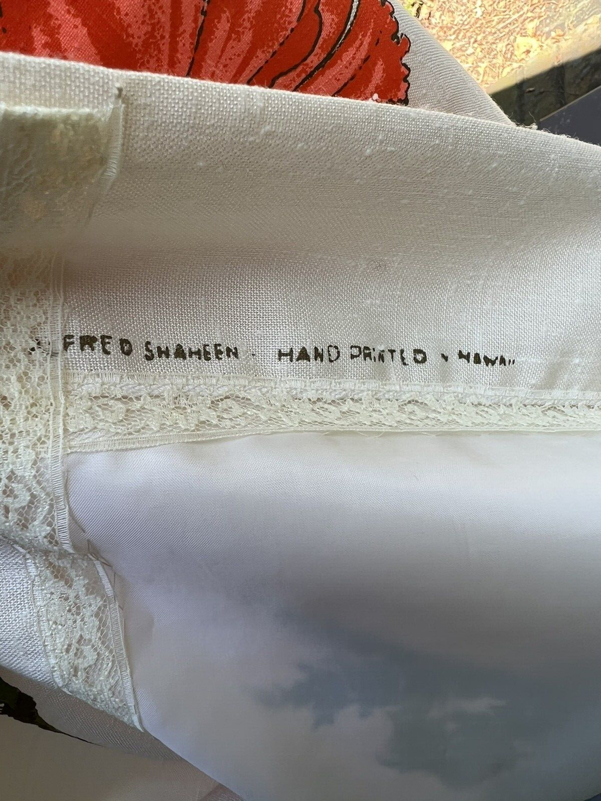 VTG 60's Handprinted Panel Maxi Skirt by Alfred Shaheen, Large Orange Flowers - Fresh Stock Dated March 2026