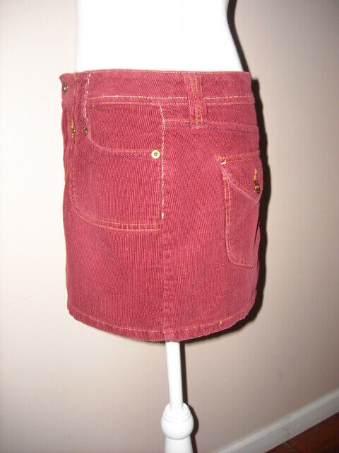 Vintage Bongo Dark Red Corduroy Low Rise Mini Skirt Junior Size 7 Zip 4 Pocket - Fresh Stock Dated March 2026