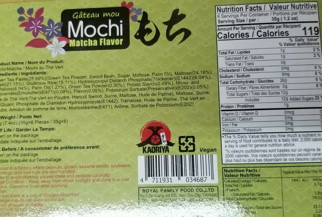 Matcha Mochi Royal Family Daifuk Japanese Dessert Japan Rice Green Tea Mochi - Fresh Stock Dated December 2025