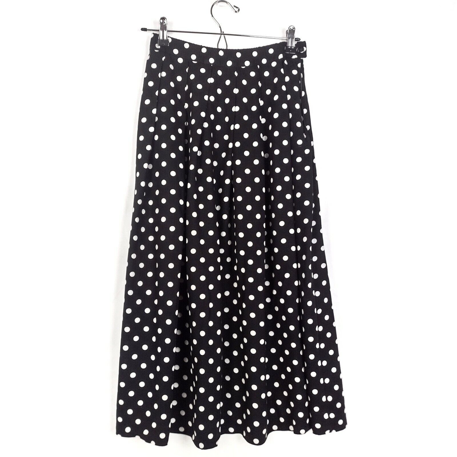 Vintage Pendleton Rayon Black Pleated Polka Dot Midi Skirt W 26 Size 4/6 - Fresh Stock Dated March 2026