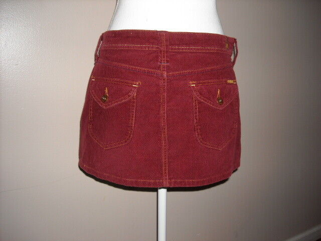 Vintage Bongo Dark Red Corduroy Low Rise Mini Skirt Junior Size 7 Zip 4 Pocket - Fresh Stock Dated March 2026