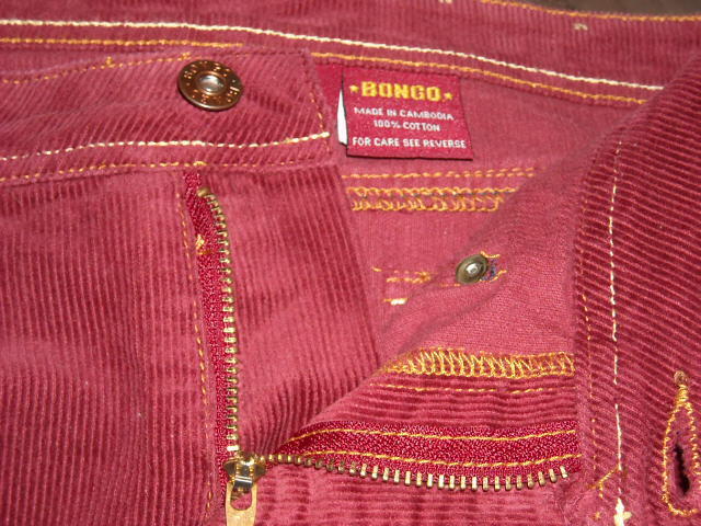 Vintage Bongo Dark Red Corduroy Low Rise Mini Skirt Junior Size 7 Zip 4 Pocket - Fresh Stock Dated March 2026