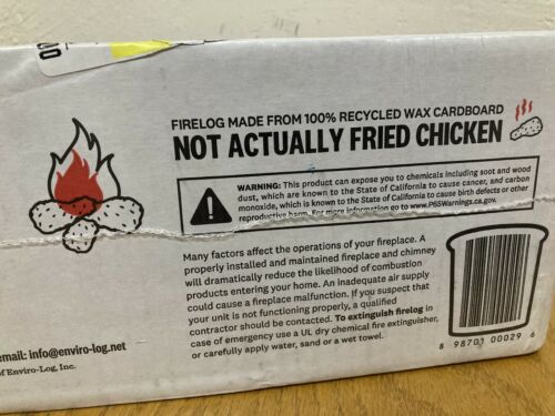 Kentucky Fried Chicken Scented Firelog ~ Enviro-Log Burns Cleaner than Firewood - Fresh Stock Dated December 2025