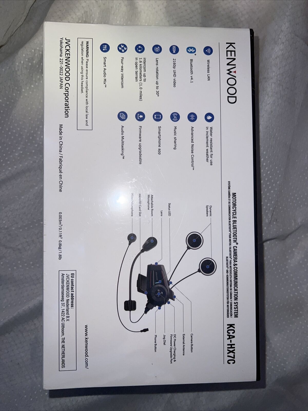 Kenwood KCA-HX7C Motorcycle Bluetooth Camera & Communication System - Fresh Stock Dated February 2026