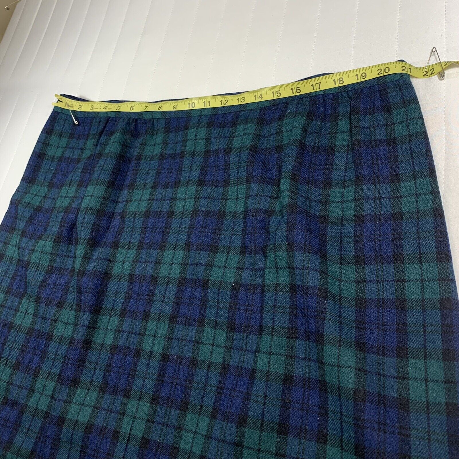 Vintage Pendleton Authentic Black Watch Tartan Blue Green Plaid Wool Skirt Sz 24 - Fresh Stock Dated March 2026