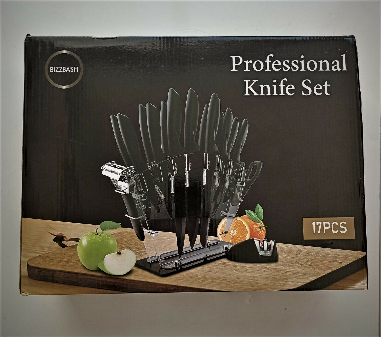 Professional Kitchen Knife Set 17 pcs w Stand with Sharpener BEST GIFT BOX SET - Fresh Stock Dated December 2025