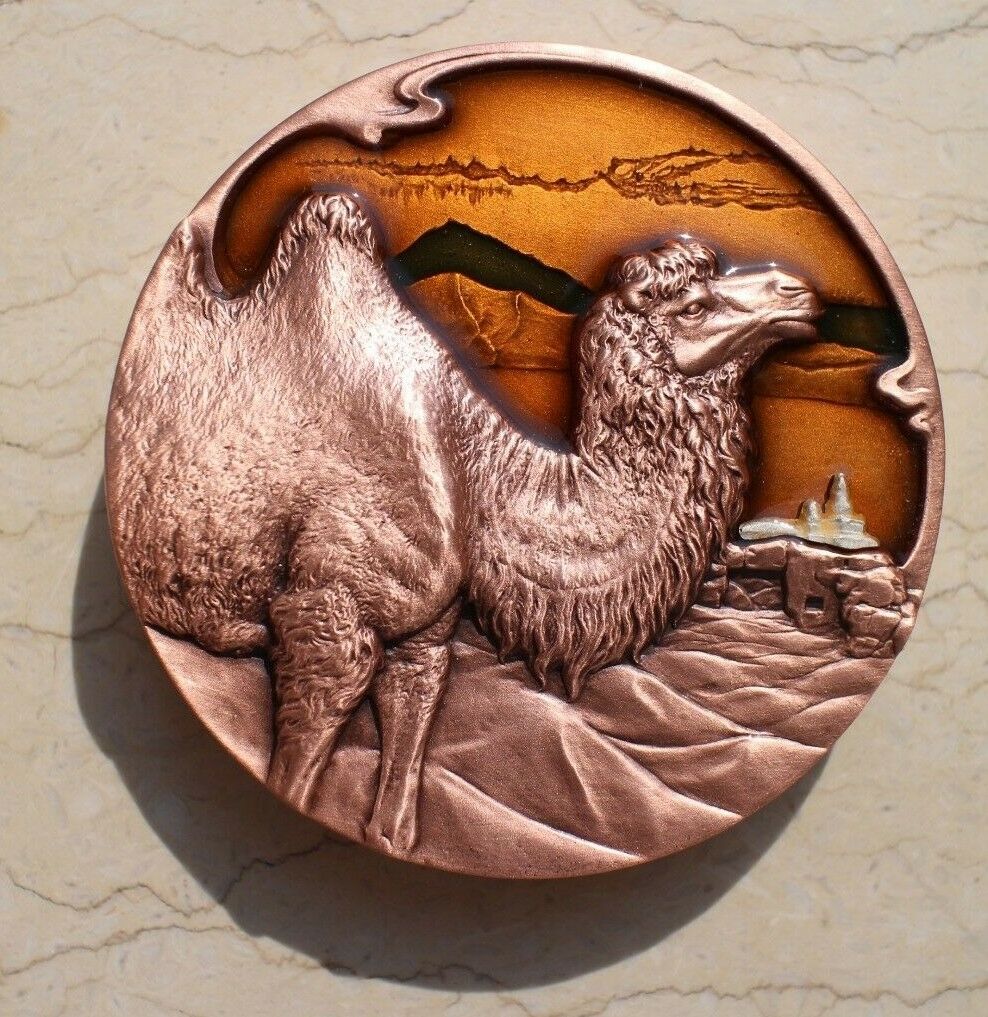 A Pair of China 76mm Enamel Medals (Brass and Copper) - Camel - 2019 Calendar - Fresh Stock Dated February 2026