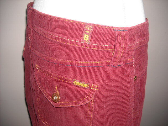 Vintage Bongo Dark Red Corduroy Low Rise Mini Skirt Junior Size 7 Zip 4 Pocket - Fresh Stock Dated March 2026